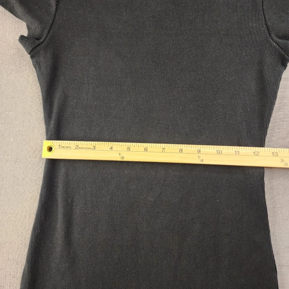 Princess Polly Ribbed Mini Dress Black Short Sleeve Skater Goth Grunge Basic S 4
